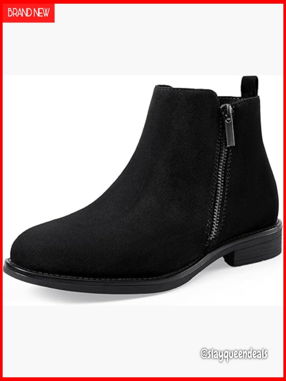 Suede Ankle Boots Flat Heel Chelsea Booties Side Zipper Casual Dress
